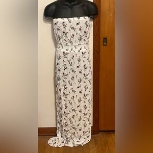 Floral Strapless Floor Length Dress